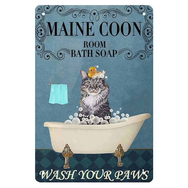Bathtub Cat - Vintage Tin Signs/Wooden Signs - 7.9x11.8in & 11.8x15.7in