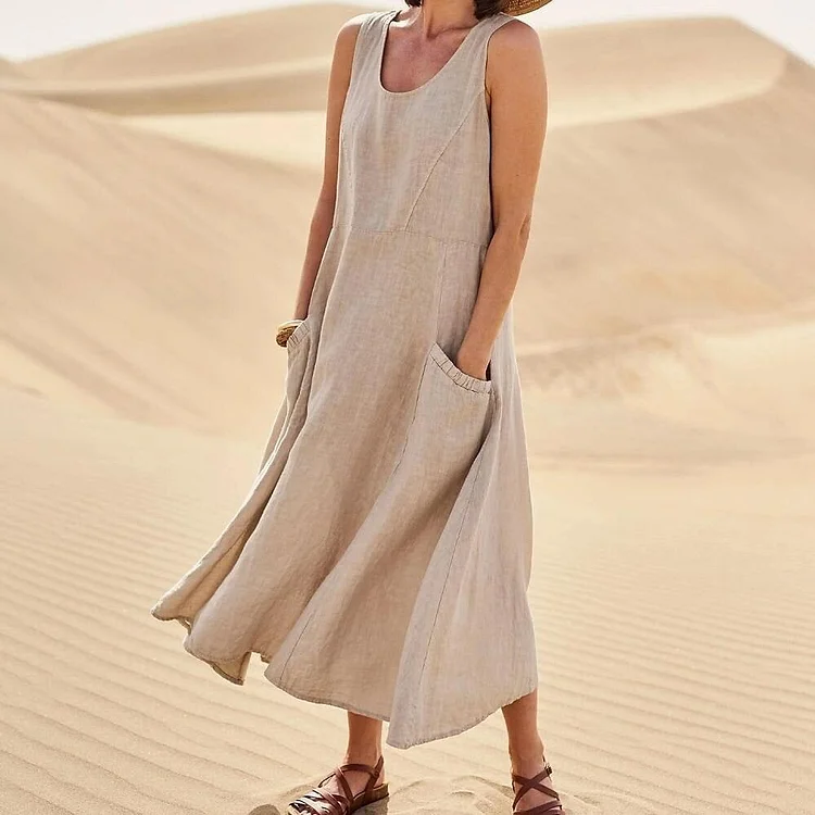 🔥 Last Day Promotion 49% OFF 🔥Women's Sleeveless Cotton And Linen Dress