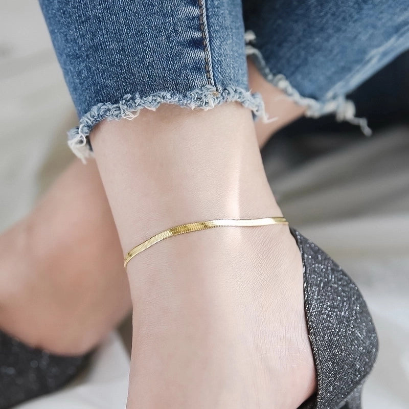 Elegant Streetwear Heart Shape Titanium Steel Anklet