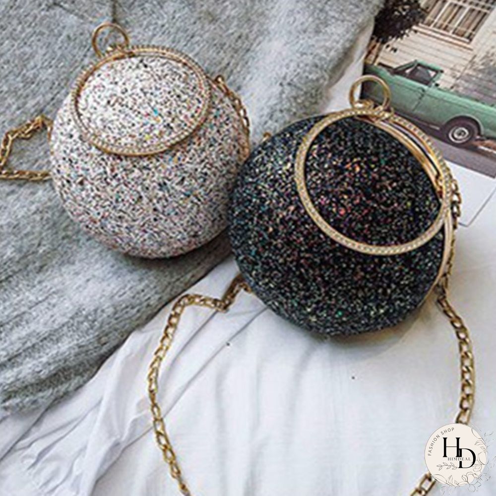 Pink Fashion Patchwork Round Crossbody Bag