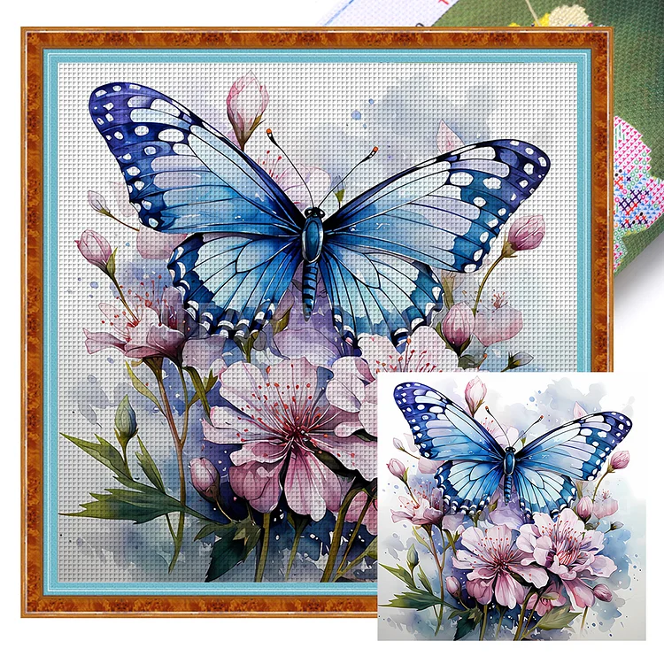 『YiShu』Flower Butterfly - 11CT Stamped Cross Stitch(40*40cm)