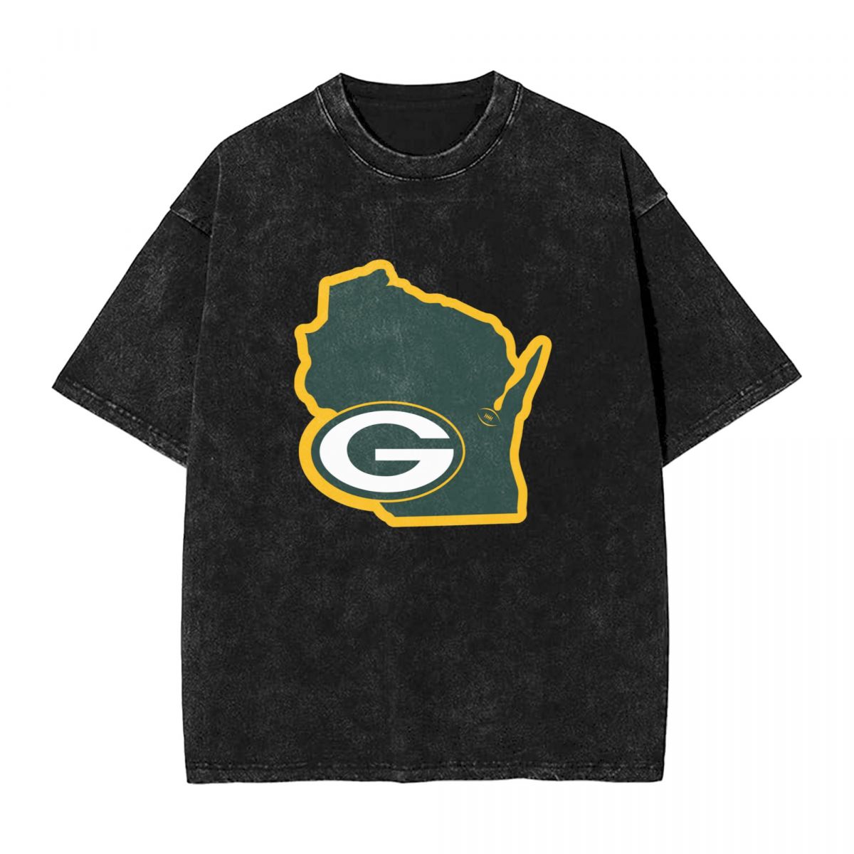 Green Bay Packers Map Washed Oversized Vintage Men's T-Shirt
