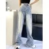 Faded Wash Floral Boyfriend Jeans