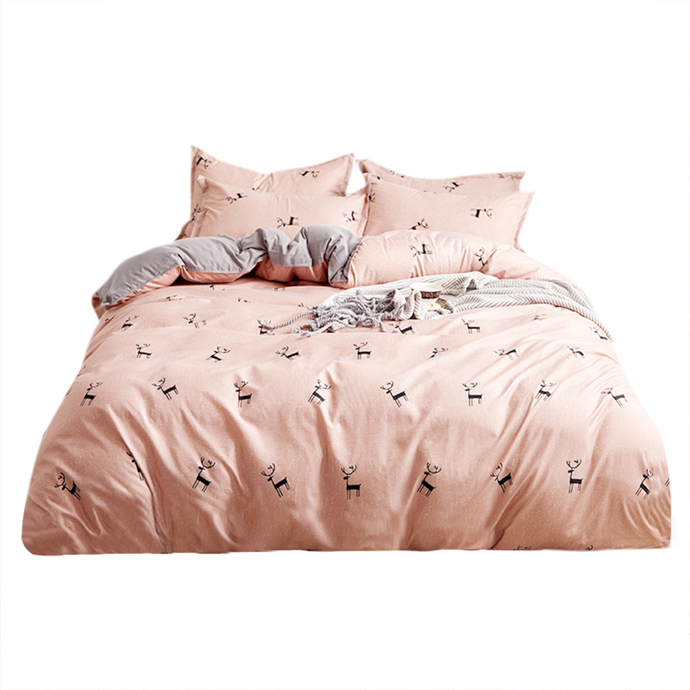 

3pcs 1.2m Simple Bedding Set Quilt Duvet Cover Sheet Pillowcase (C Elk, 501 Original