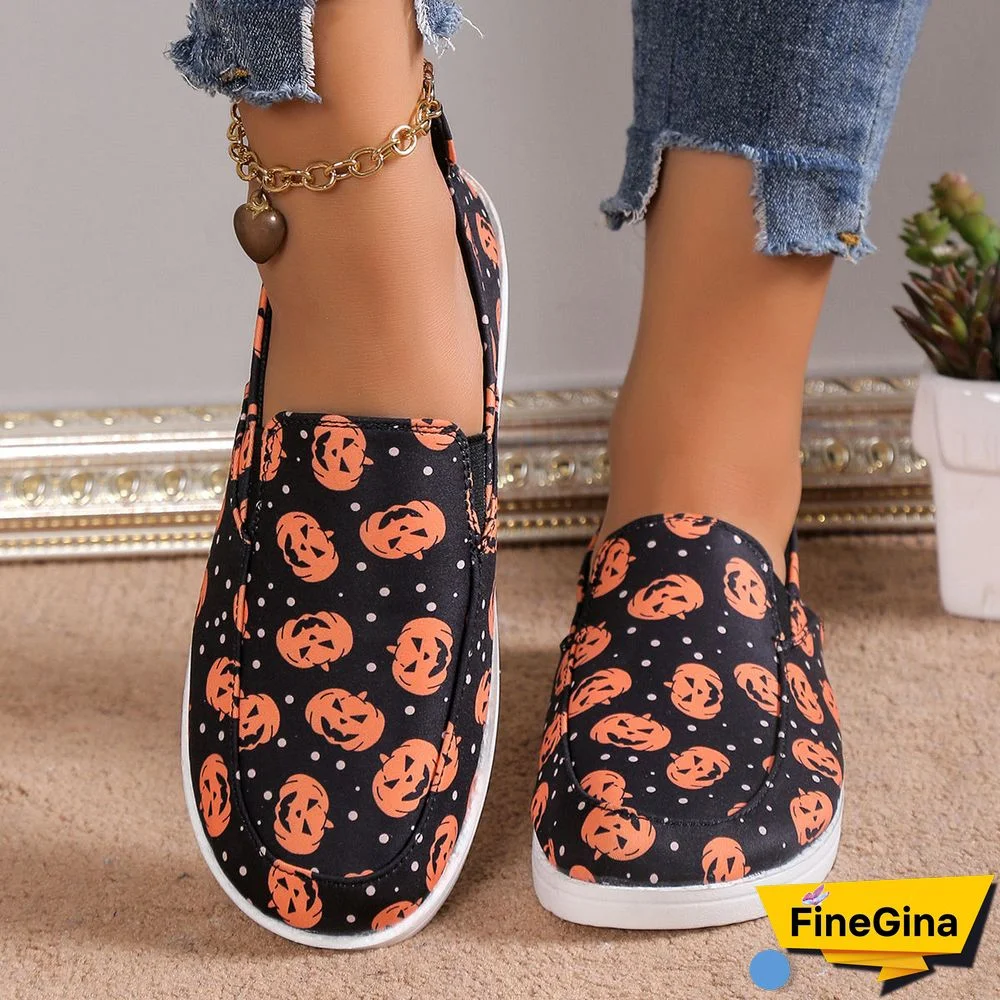 Women's Halloween Loafers Breathable Canvas Slip-on Sneakers Shoes
