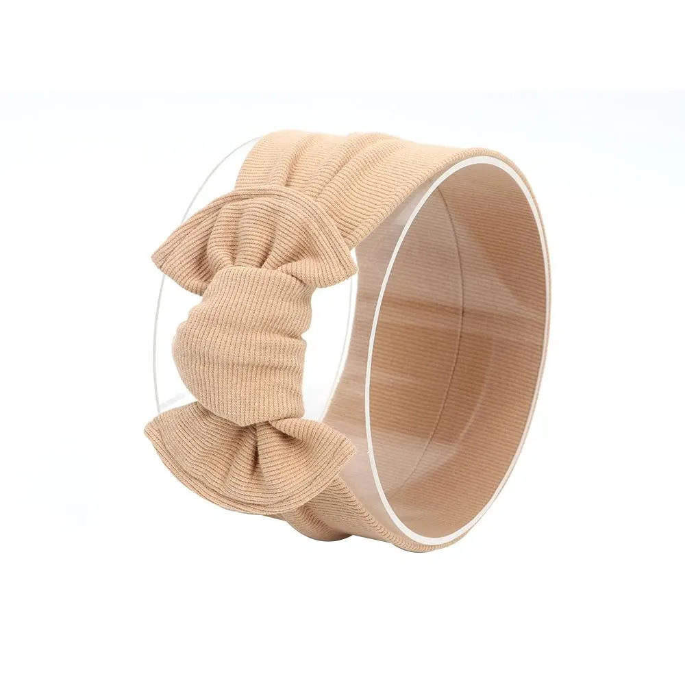 2020 Baby Stuff Accessories Kids Girl Baby Headband Toddler Lace Bow Flower Hair Band Ribbed Solid Headwear Photo Props
