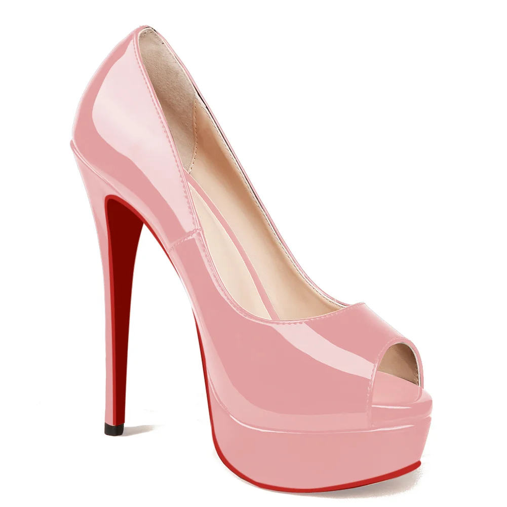 150mm Red Bottom Sky High Platform Pumps Women High Heels-MERUMOTE