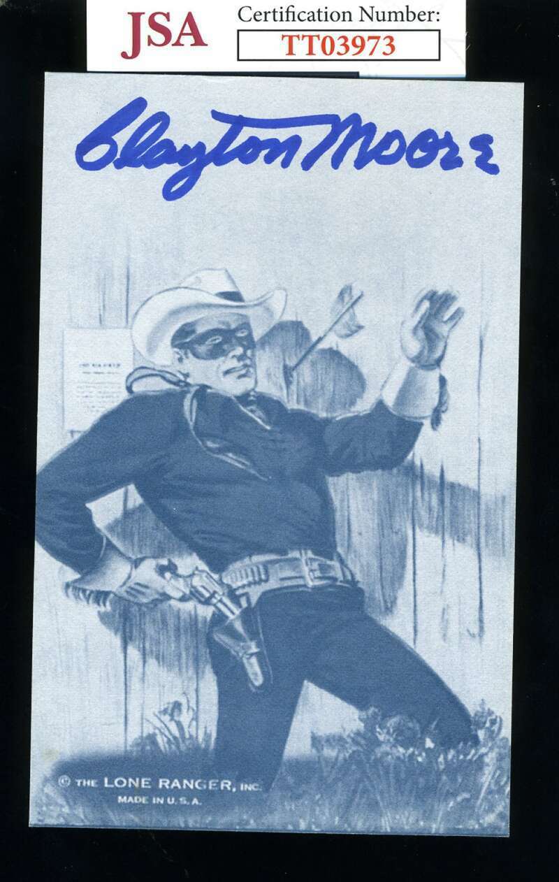 Clayton Moore JSA Coa Signed Photo Poster painting Postcard Autograph