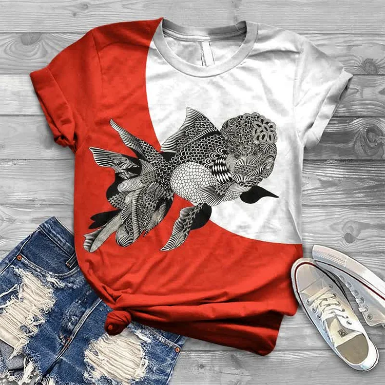 Lion Head Oranda Japanese Print T-shirt
