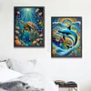 (US Only)4Pcs 30x40cm Marine Animal 5D DIY Special Shape Crystal Partial Diamond Painting