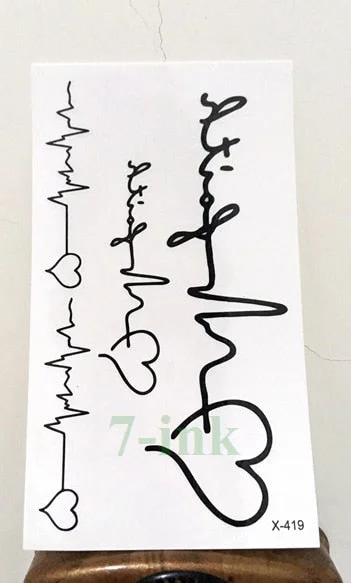 Waterproof Temporary Tattoos Sticker letters Love tatoo heartbeat wave Water Transfer Flash fake tattoo for girl women 10.56cm
