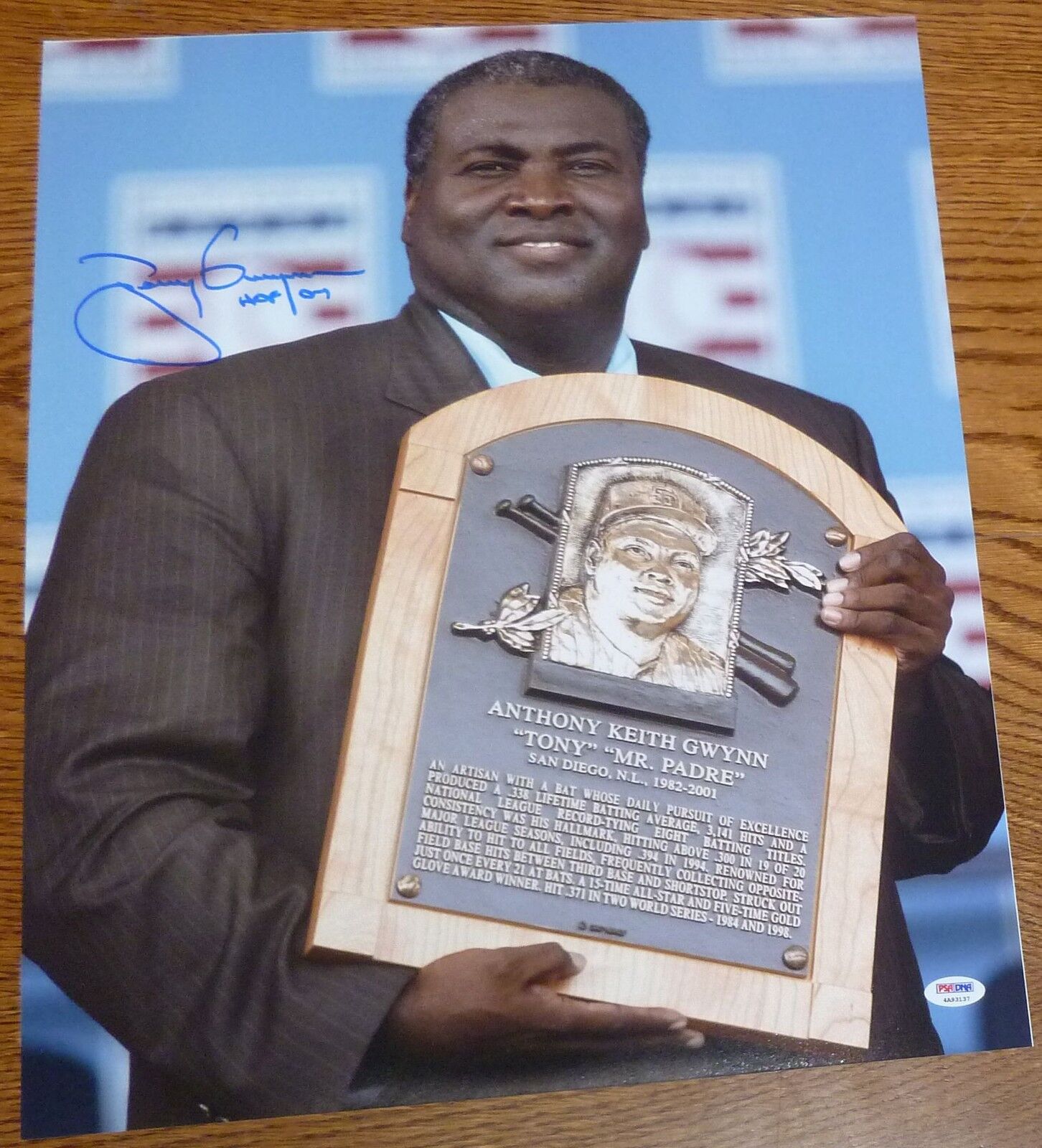 Tony Gwynn Signed Padres Hall of Fame 2007 16x20 Photo Poster painting PSA/DNA COA Auto Picture