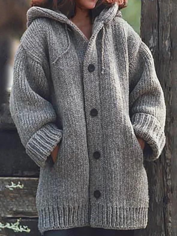 Plus-size women’s medium - length sweater cardigan coat