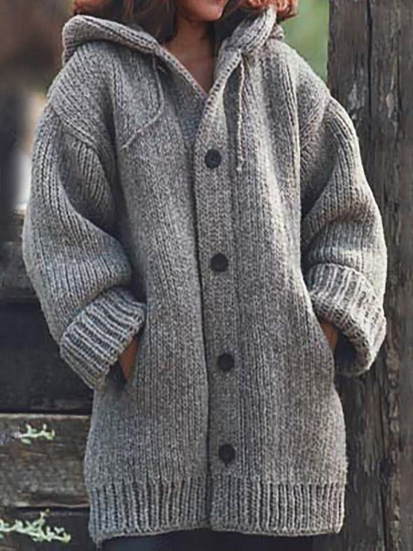 NEW | BUTTON DOWN HOODED KNITTED CARDIGAN