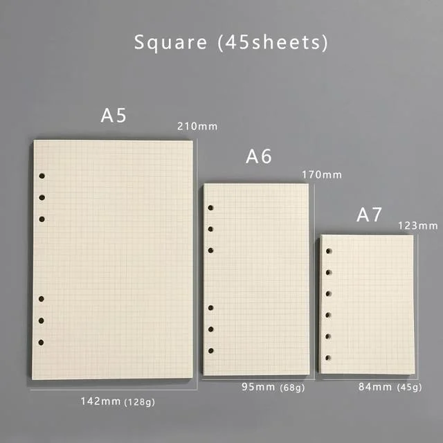 JOURNALSAYA5/ A6/ A7/ B5 Simple 6-hole Binder Refill Paper Morandi