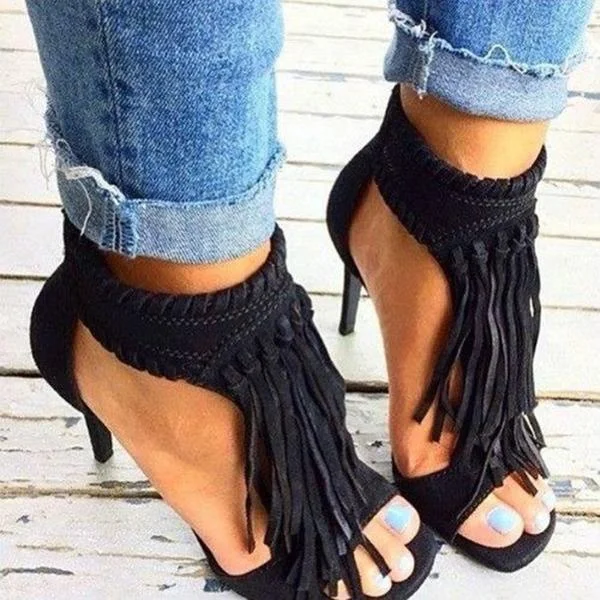Fashion Open Toe Tassels Ankle Women Sandals