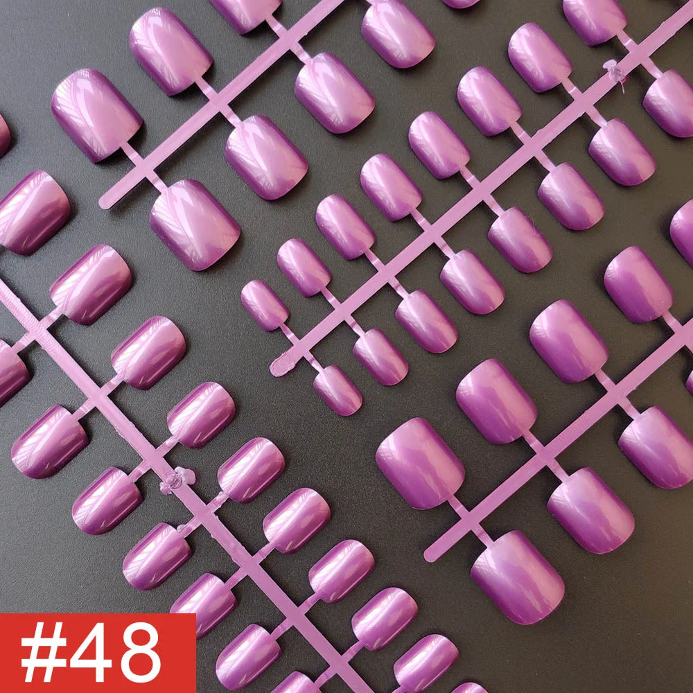 4 Sets/lot Mixed Colors False Nail Tips Short Full Cover Square Fake Nails Comfortable Multicolor Press On Nails Nail DIY-Nail Inspo