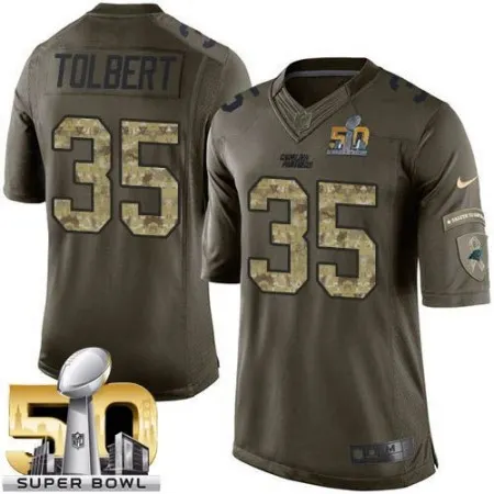 Panthers #35 Mike Tolbert Green Super Bowl 50 Youth Stitched NFL Limited Salute to Service Jersey