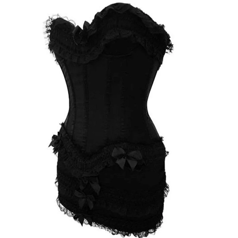 Billionm Sapubonva corset dress plus size red pink black corselet overbust strapless lace floral corset bustier tops vintage victorian