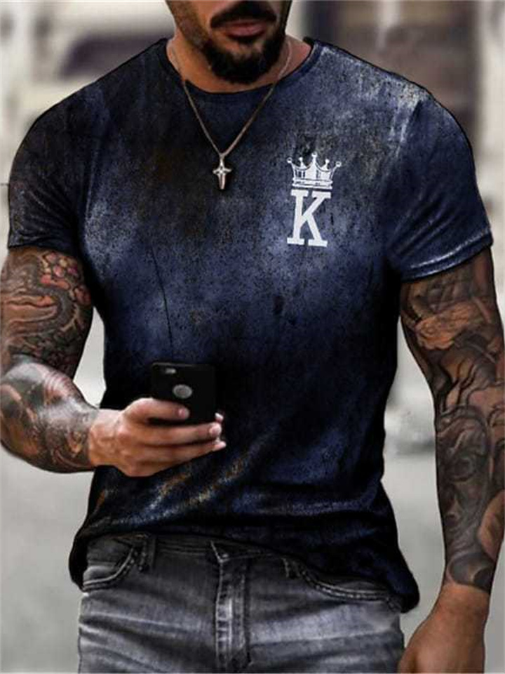 Men's T Shirt Letter Printed Round Neck Short Sleeve Designer Blue Black Gray Graphic Tees Casual Big and Tall Summer Vintage Tees