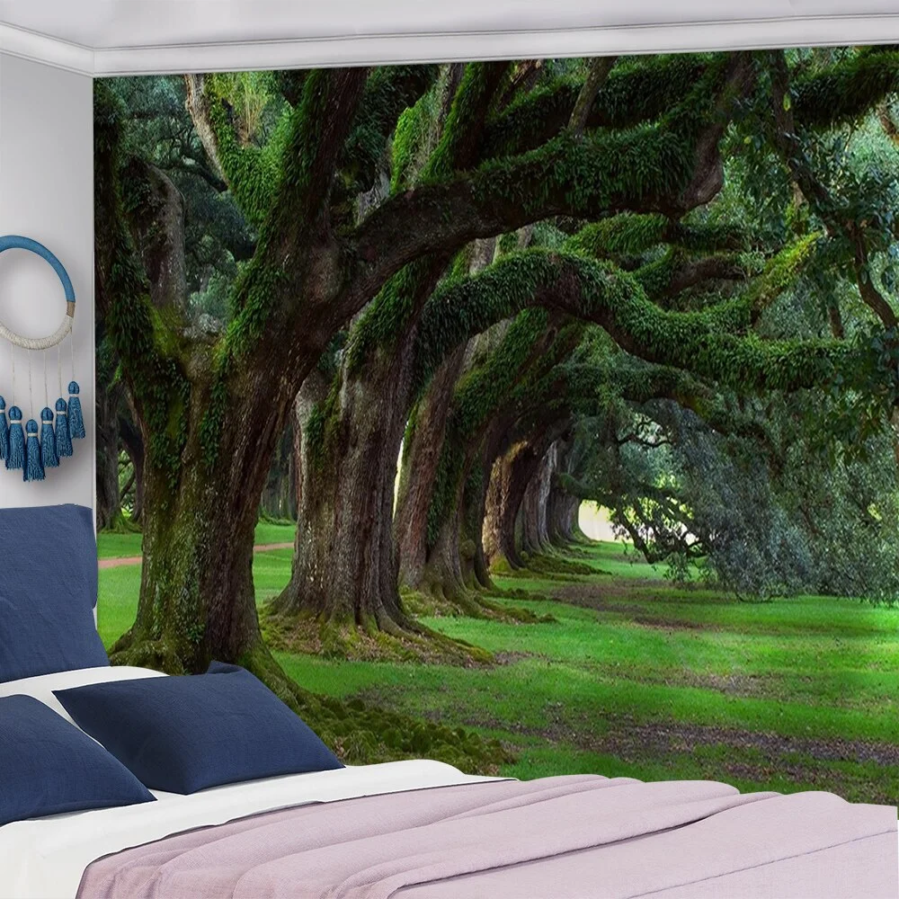 Ancient Trees Tapestry Natural Forest Printed Wall Tapestry Hippie Wall Hanging Bohemian Wall Tapestries Mandala Wall Art Decor