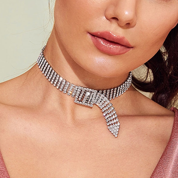 Full Diamond Gold Plated Clavicle Necklace | Oxredo Shop Ramadan Sale