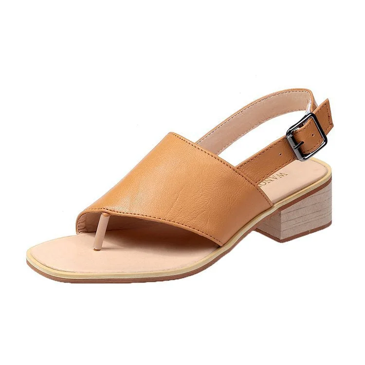 Summer thick heel sandals women's clip toe buckle fashion women's sandals solid color versatile women's sandals