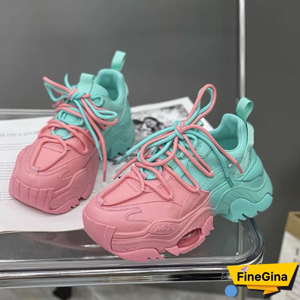 Women Causal Shoes Vintage Lace-up Sneakers