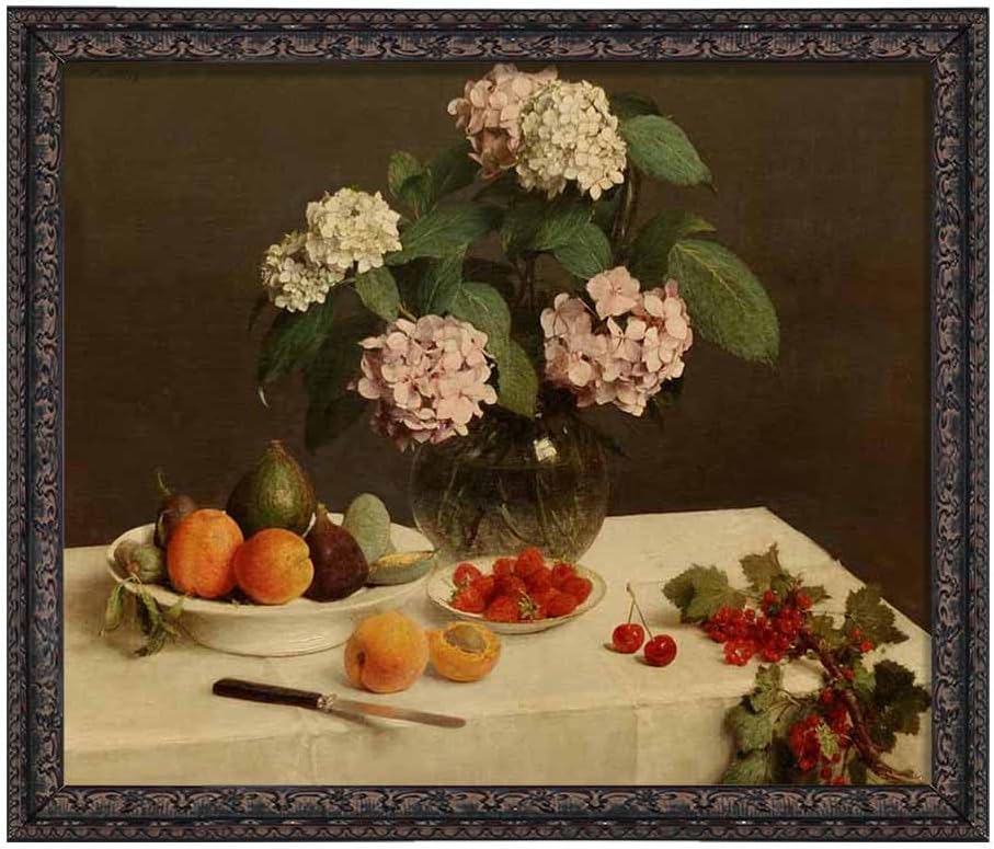 The Table Garnie Painting Poster for Bathroom Art Reproduction, Canvas Prints Picture Canvas Wall Art for Living Room Decor Framed Wall Art Black Frame,20x24cm,8 inch x9 inch  C-Black