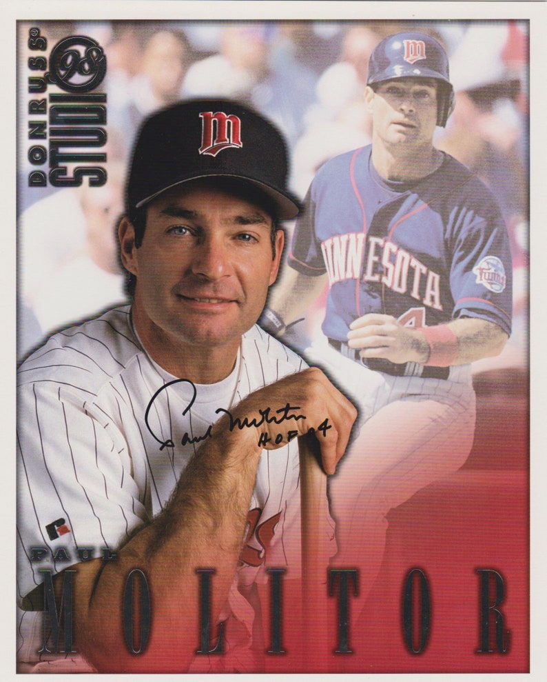 Paul Molitor Signed Autographed 1998 Donruss Studio 8x10 Photo Poster painting Minnesota Twins - COA Matching Holograms