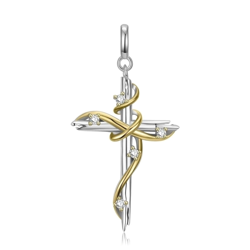 1 Piece 925 Sterling Silver Rhinestones Cross Pendants Jewelry Accessories