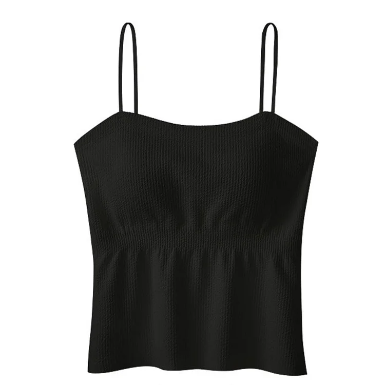 Spaghetti axelband camisole topp med inbyggd bh för kvinnor