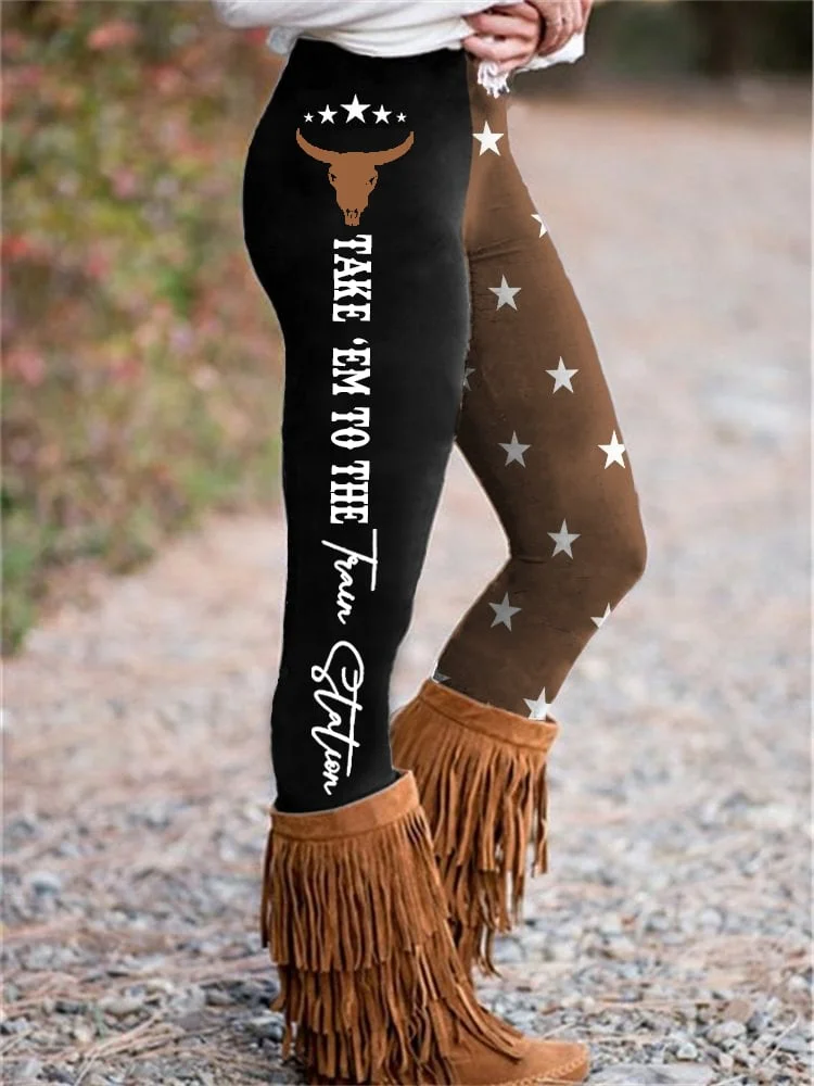 Western Print Skinny Stretch Leggings