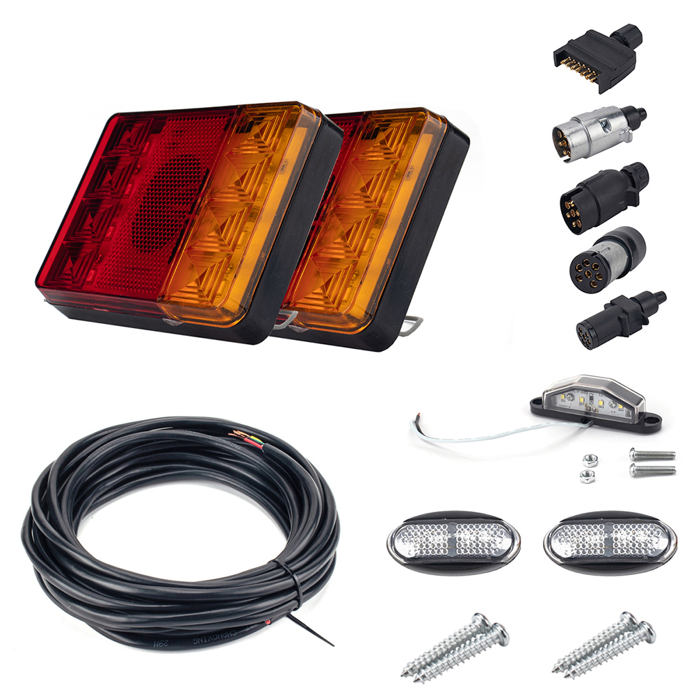 

8 LED Trailer Tail Lights 5-Core Wire License Plate Marker Light Plug Kit, 501 Original