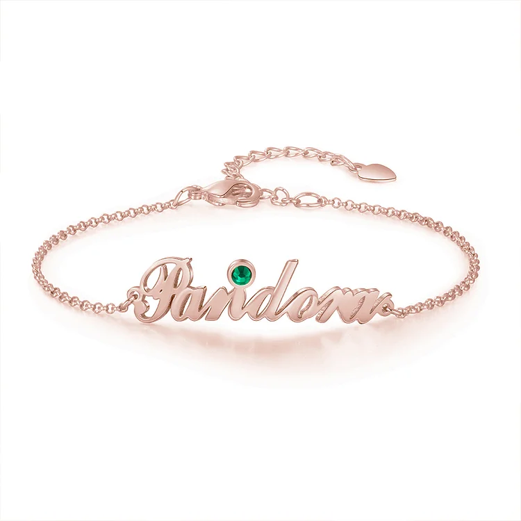 Personalized Name Bracelets with Birthstone Gift For Her