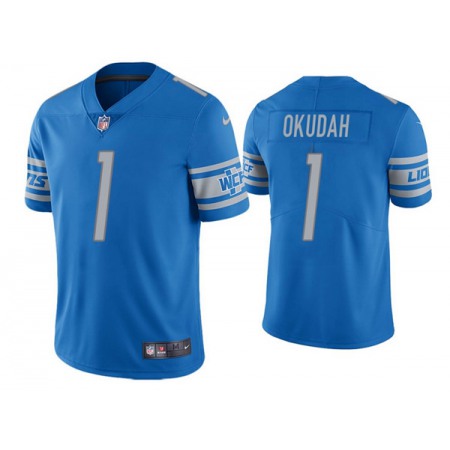 Men's Detroit Lions #1 Jeff Okudah Blue Vapor Untouchable Limited Stitched Jersey 0WQZ