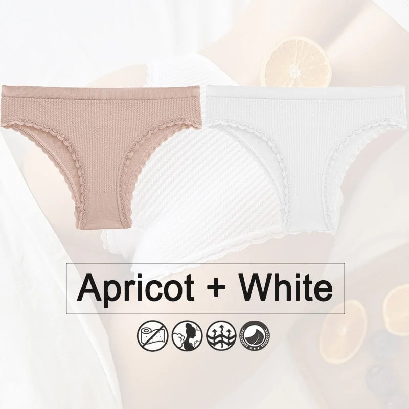 2PCS/Set Lace Panties Seamless Underwear Female Lingerie Women Panties Twist Pattern Underpants Sexy Briefs Thong Tanga Intimate