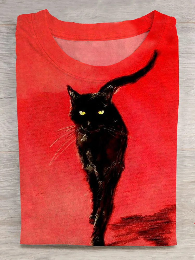 Black Cat Art Print T-shirt