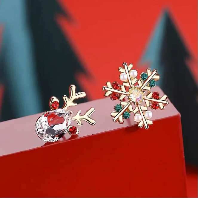 Christmas Elk Snowflake Earrings
