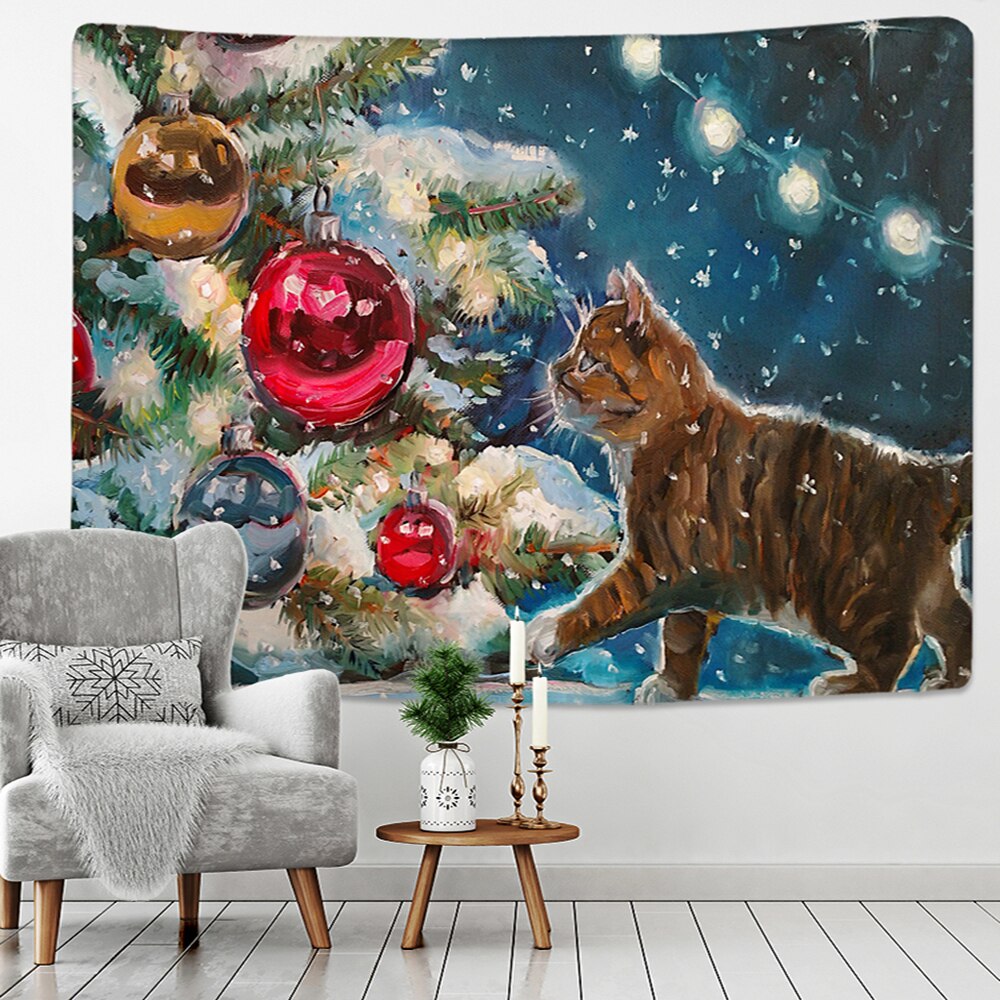 

Wall Tapestry - Christmas Tree And Cat-150*130cm, 501 Original
