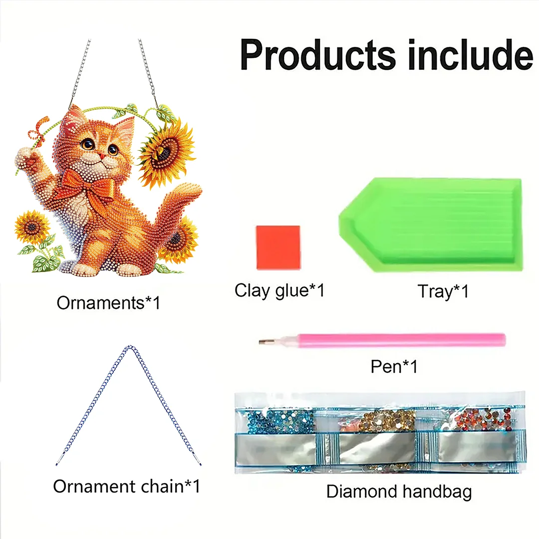 Cats Sunflower 2D Flat DIY Special Shape Hanging Diamond Art Kits Wall Decor