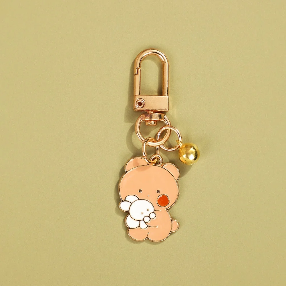 JIANWU Cute Cartoon Animal Enamel Keychain Kawaii Alloy Pencil Case Wallet Binder Pendant Decoration Hanging Accessories Gift