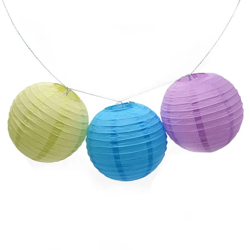 1pcs 20cm/25cm/30cm Colorful Chinese Round Hanging Paper Lanterns lamps Paper Crafts Party Festival Wedding Home DIY Decoration