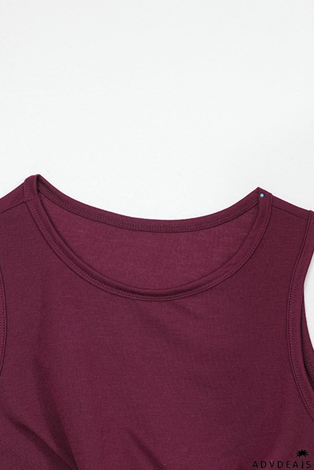 Burgundy Crew Neck Sleeveless Twist Hollow-out Bodycon Mini Dress