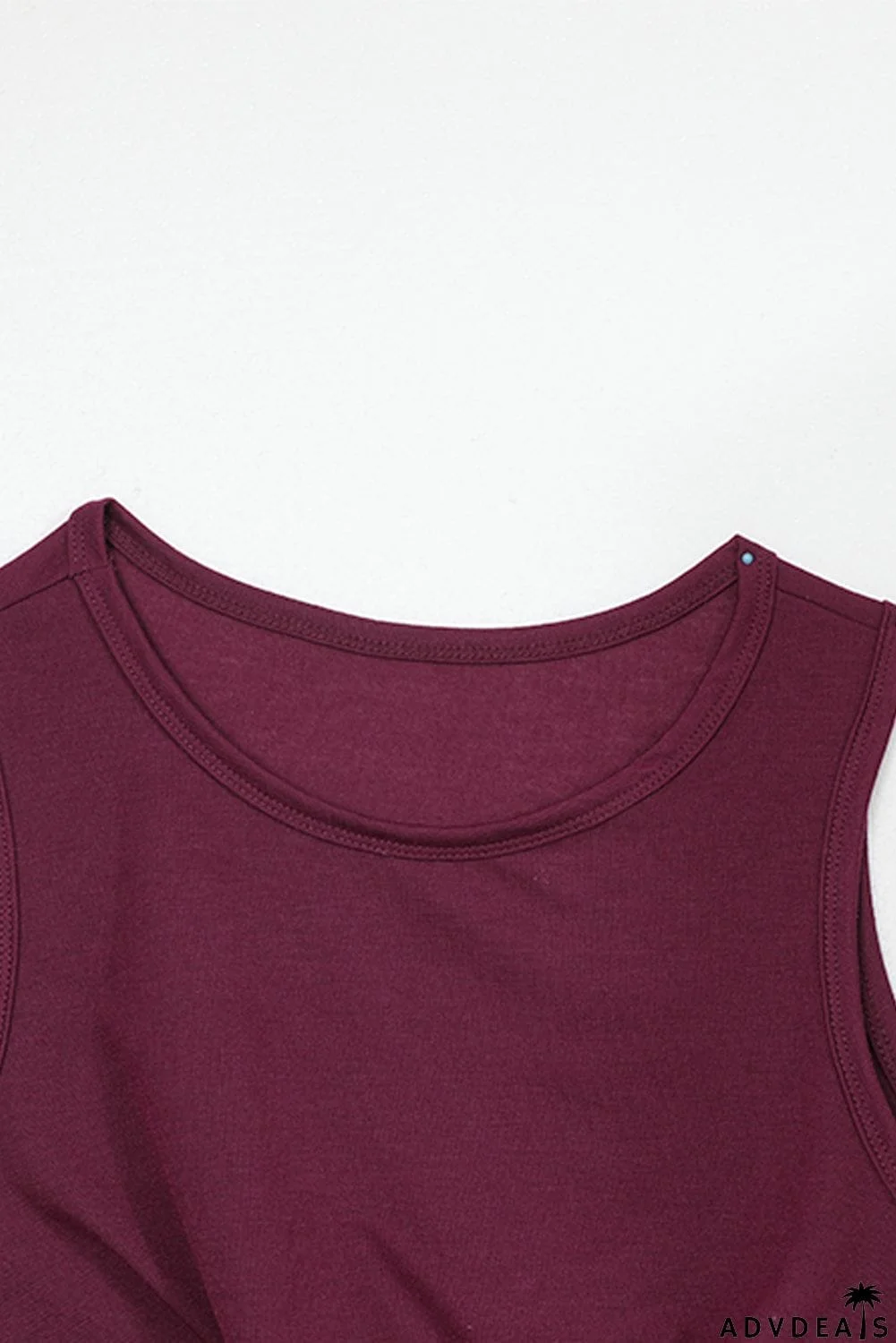 Burgundy Crew Neck Sleeveless Twist Hollow-out Bodycon Mini Dress