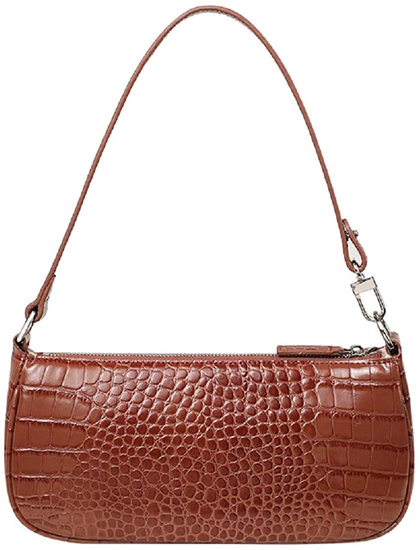 Classic Crocodile Pattern Clutch Shoulder Baguette Bag with Zipper/Magnetic Closure for Women