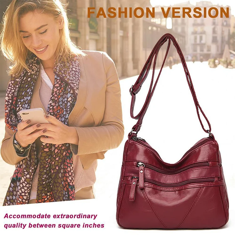 Vintage Multi-zipper Wash PU Handbag Women Solid Big Capacity Shoulder Bag-Annaletters