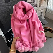 Wisdomplays 2025 Winter Scarf For Women Long Warm Cashmere Scarves Hijab Solid Lady Shawl Wrap Female Pashmina Bandana Hairball Scarfs New Scarf