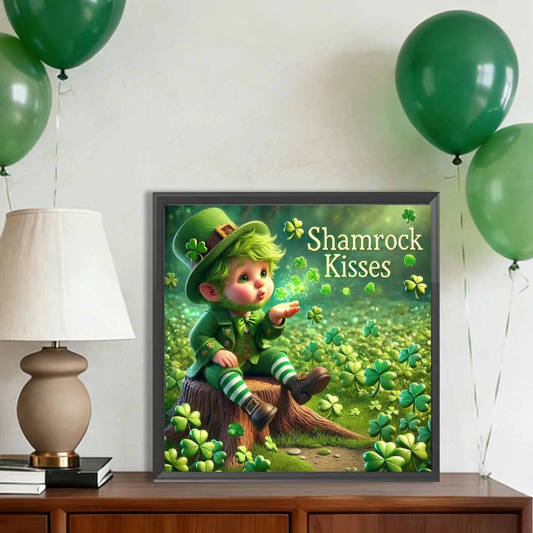 St Patricks Day Elf Full DIY 5D Round Drill Diamond Art Kits for Home Wall Decor 40x40cm