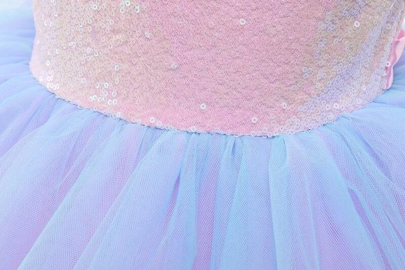 Summer Pretty Girls Dress Birthday Party Princess Dress Lace Kids Ball Gown Elegant Dress Casual Children Dress Size 4-10T